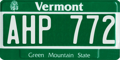 VT license plate AHP772