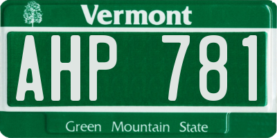 VT license plate AHP781