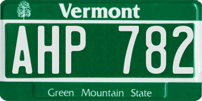 VT license plate AHP782