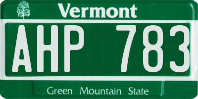 VT license plate AHP783