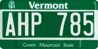 VT license plate AHP785