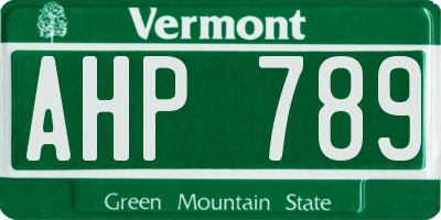 VT license plate AHP789
