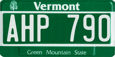 VT license plate AHP790