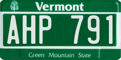 VT license plate AHP791