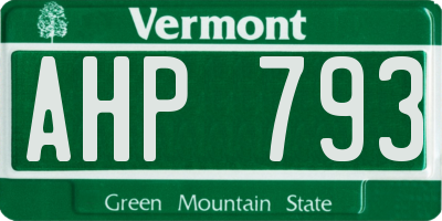 VT license plate AHP793