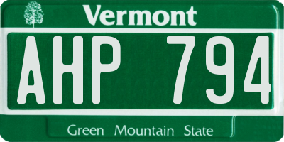 VT license plate AHP794