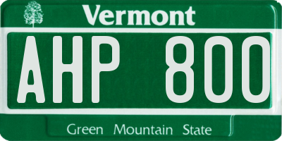 VT license plate AHP800