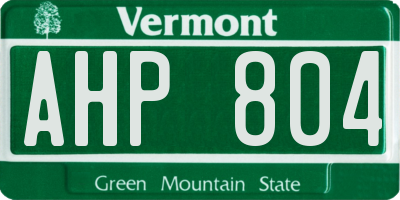 VT license plate AHP804
