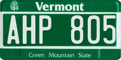 VT license plate AHP805