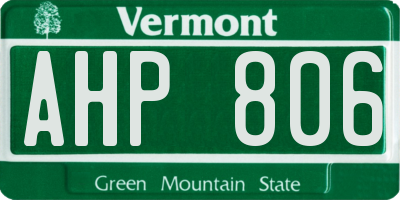 VT license plate AHP806