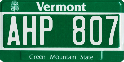 VT license plate AHP807