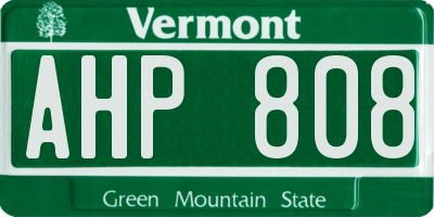 VT license plate AHP808