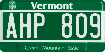 VT license plate AHP809