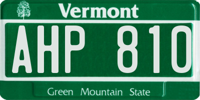 VT license plate AHP810
