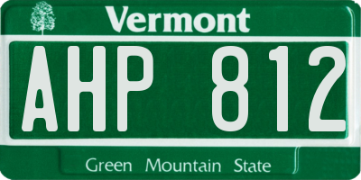 VT license plate AHP812
