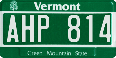 VT license plate AHP814