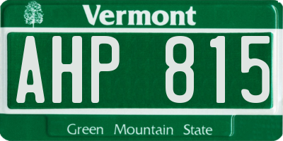 VT license plate AHP815