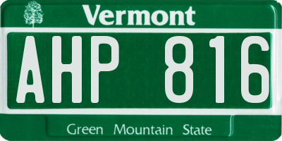 VT license plate AHP816