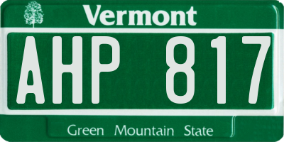 VT license plate AHP817