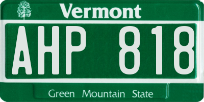 VT license plate AHP818