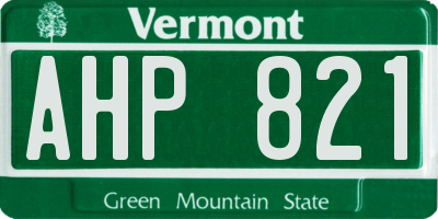 VT license plate AHP821