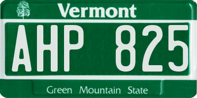 VT license plate AHP825