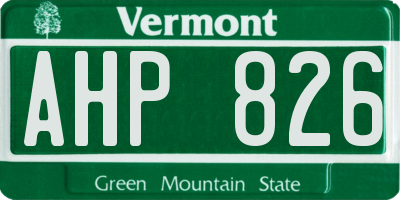 VT license plate AHP826