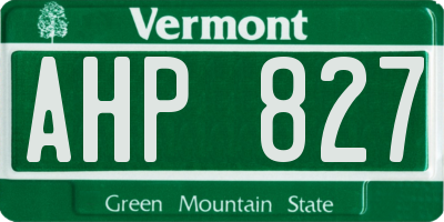 VT license plate AHP827