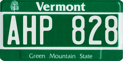 VT license plate AHP828