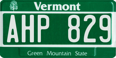 VT license plate AHP829