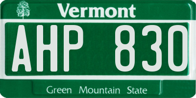 VT license plate AHP830