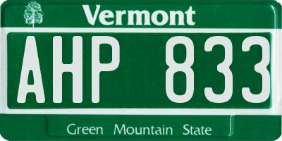 VT license plate AHP833