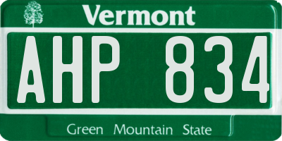 VT license plate AHP834