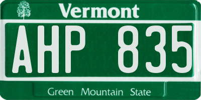 VT license plate AHP835