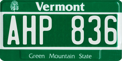 VT license plate AHP836