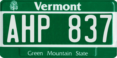 VT license plate AHP837