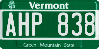 VT license plate AHP838