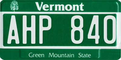 VT license plate AHP840