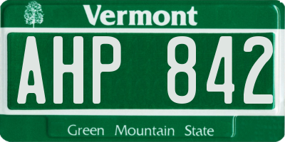 VT license plate AHP842