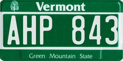 VT license plate AHP843
