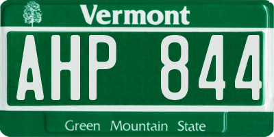 VT license plate AHP844