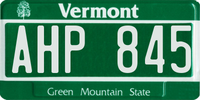 VT license plate AHP845