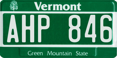 VT license plate AHP846