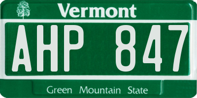 VT license plate AHP847