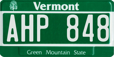 VT license plate AHP848