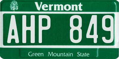 VT license plate AHP849