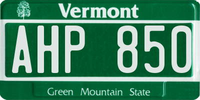 VT license plate AHP850