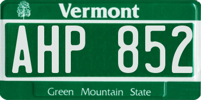 VT license plate AHP852