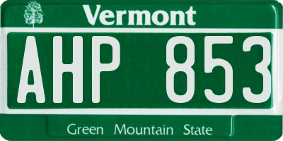 VT license plate AHP853
