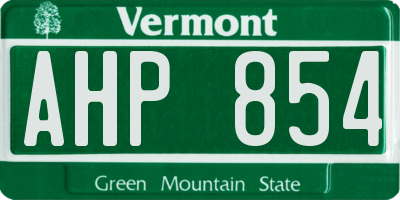 VT license plate AHP854